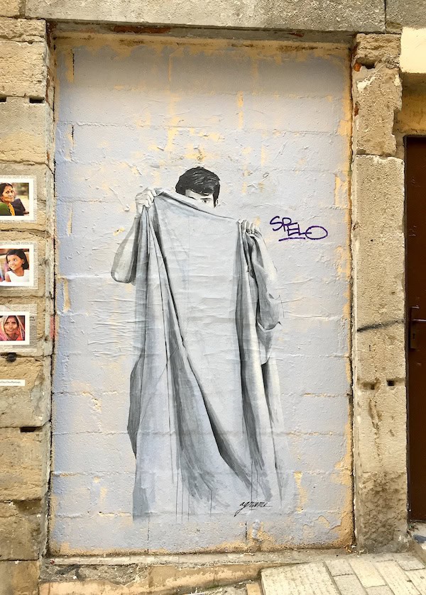 Œuvre d'Agrume, croisement montée Grande-Côte et rue Burdeau, photographie du 23 juin 2018 - Street art Lyon