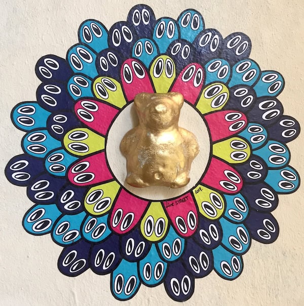 LineStreet (rosace) et peut-être Zorm (ourson au centre), bas du passage Thiaffait, 17 août 2019