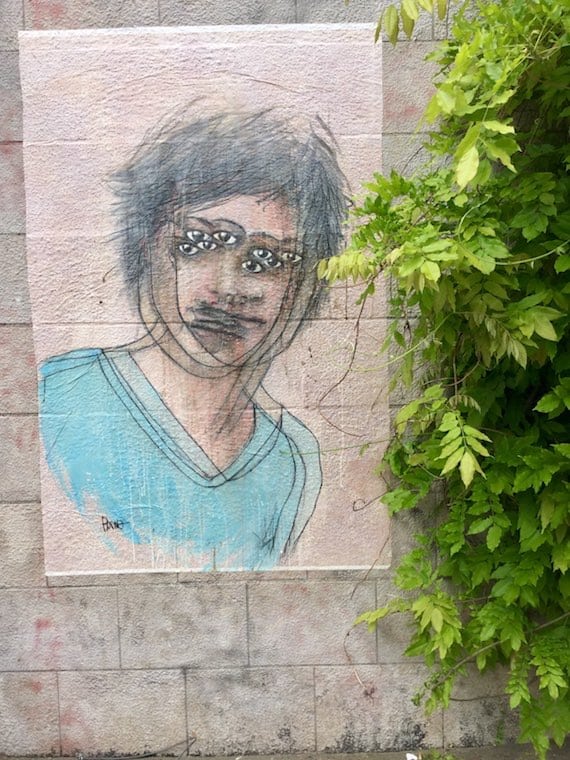 Street art Lyon - Jeune homme tremblé par Bawo ? — Esplanade Grande-Côte, 28 avril 2018