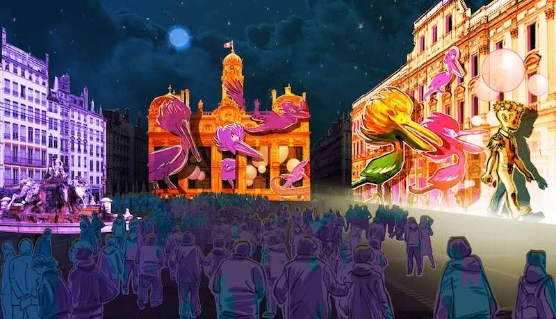 Vue d'artiste de l'animation - Le Prince des Lumières Damien Fontaine - Fête des Lumières 2013 © Ville de Lyon