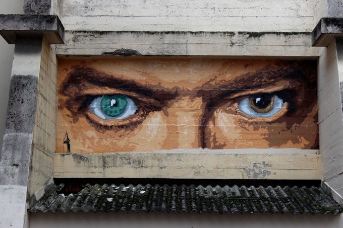 Les yeux de Bowie par Big Ben, rue Neyret - Street art Lyon 