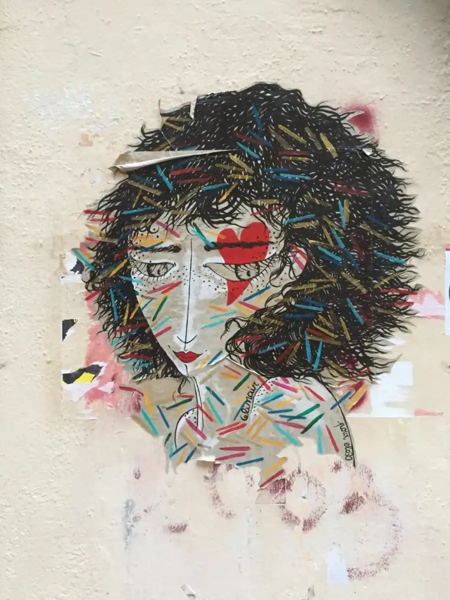 Street art Lyon - Portrait de femme par Celinair
