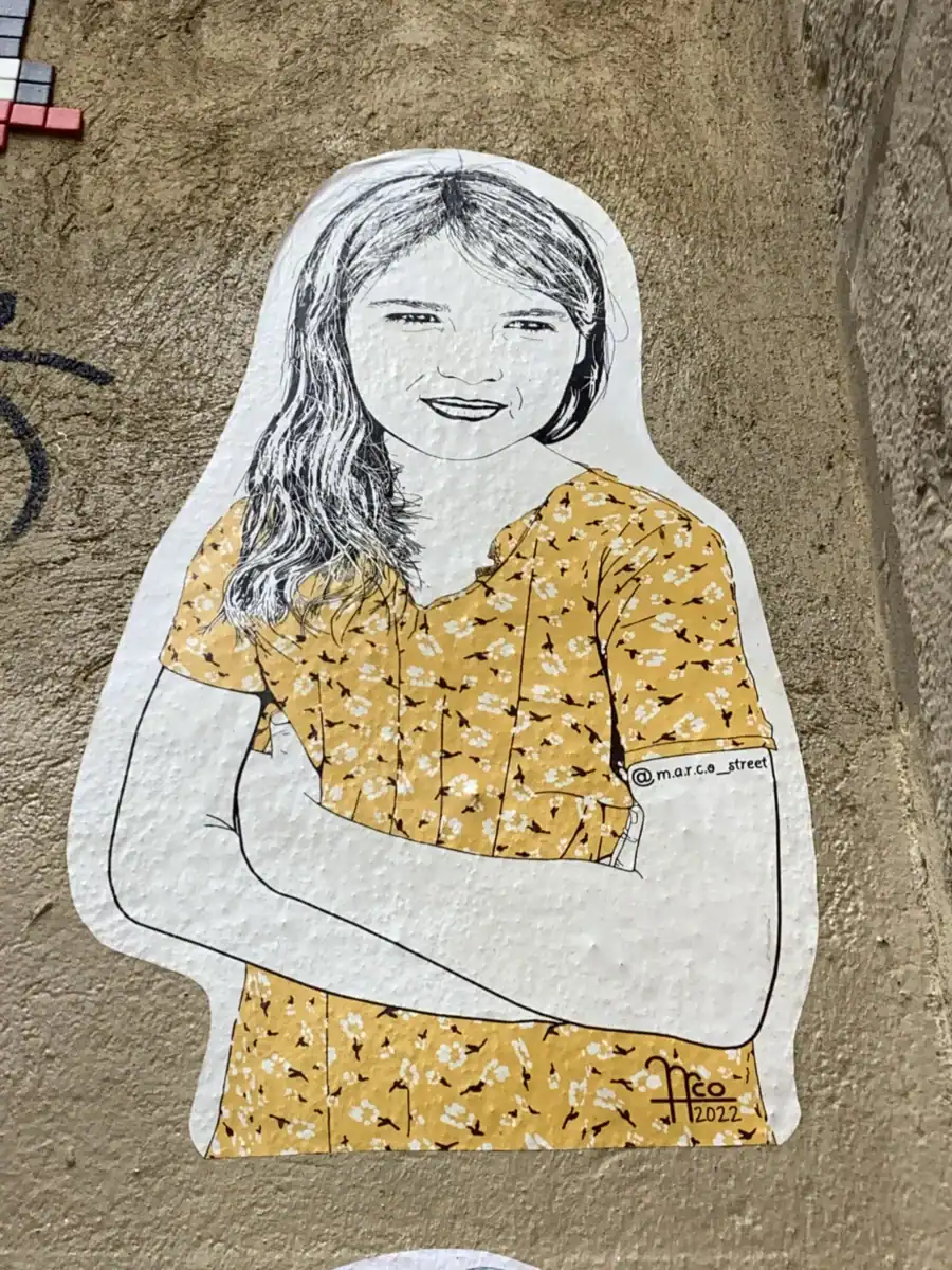 Street art Lyon, portrait de femme par Marco street,