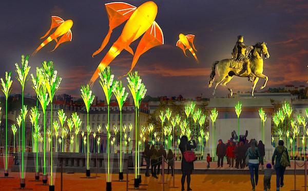 Prairie éphémère, place Bellecour, (c) TILT et Porté par le vent — Simulation d'artiste