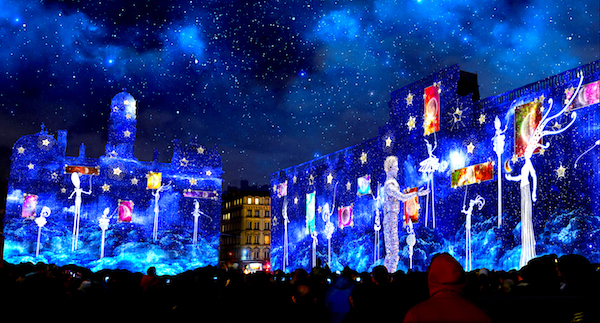 Fête des lumières 2019, place des Terreaux, simulation d'artiste