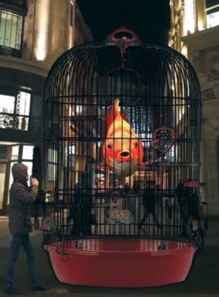 Fête des lumières Lyon 2022 - Simulation de J'ai attrapé un... par Stéphane Masson — Quartier Grolée