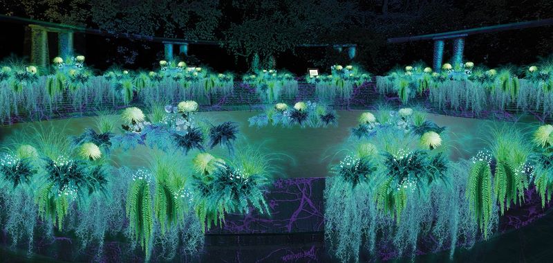 Fete des lumieres Lyon 2023 - Le maquis (simulation), par Aglaé, Parc de la Tête d'Or