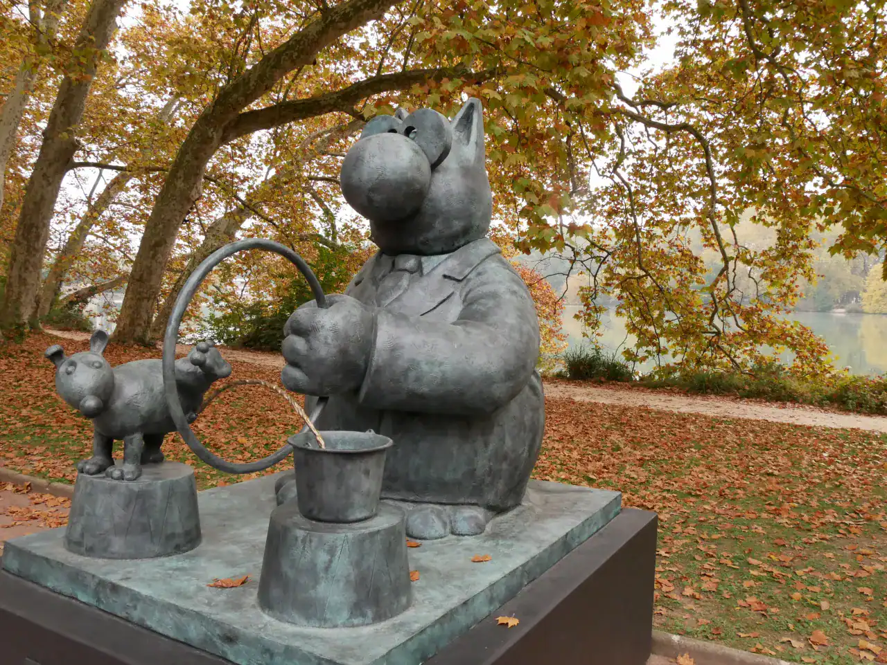 Balade d’automne débonnaire avec Le Chat de Philippe Geluck au Parc de la Tête d’Or