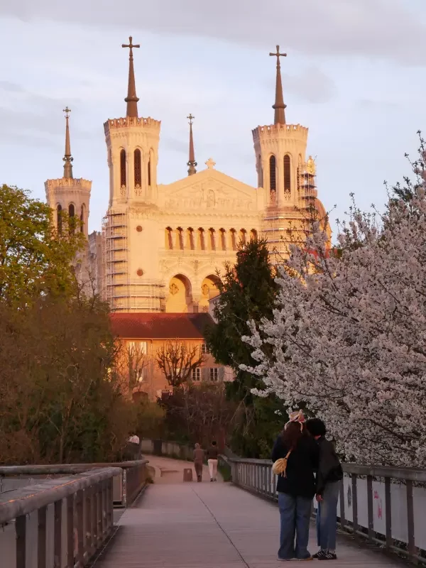 La Basilique de Fourvière depuis la passerelle du Parc des Hauteurs, Lyon