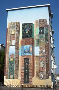 Murs peints musée Tony Garnier, Cité idéale d'Egypte par Abdel Salam Eïd, mur n°19 - Photo Lyon-visite.info