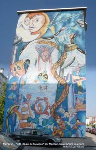 Murs peints musée Tony Garnier, Cité idéale du Mexique par Marisa Lara et Arturo Guerrero, mur n°21 - Lyon-visite.info