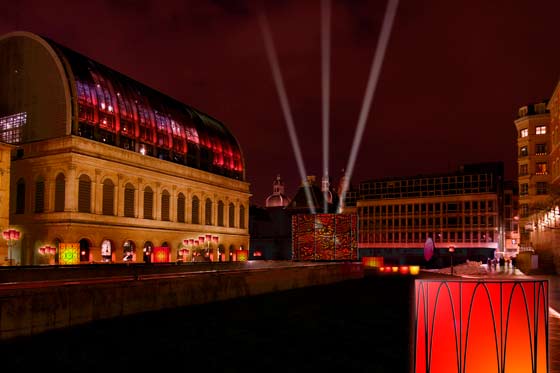 Fêted es lumières 2010 - L'étincelle ou l'odyssée des lumignons - Opéra et Place Pradel, Yves Moreaux et Jean Reydellet