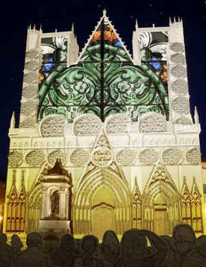 Fête des lumières Lyon 2012 - Vue d'artiste des illuminations de la cathédrale Saint Jean
